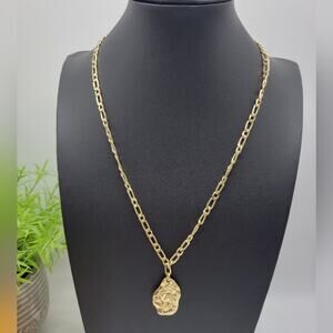 Aqua hammered nugget chain link pendant necklace, New with tags